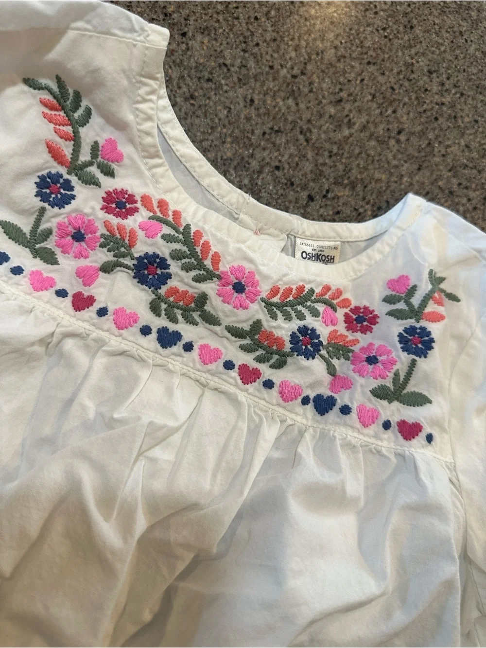 OshKosh B'gosh White Embroidered Floral Yoke Top